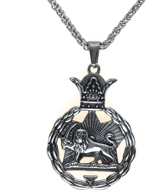 Double Sided Iranian Persian Pahlavi Lion and sun Shiro Khorshid Necklace