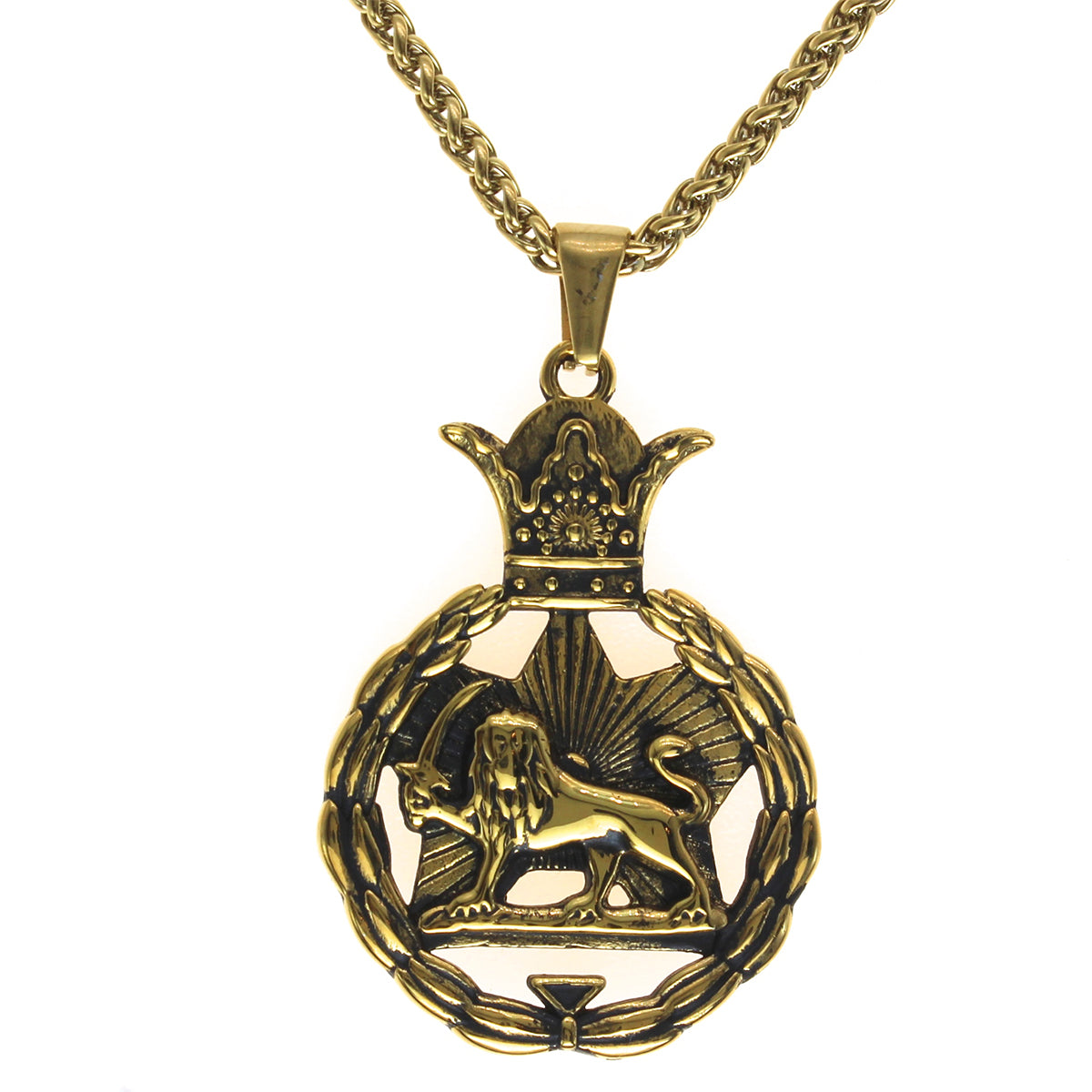Double Sided Iranian Persian Pahlavi Lion and sun Shiro Khorshid Necklace