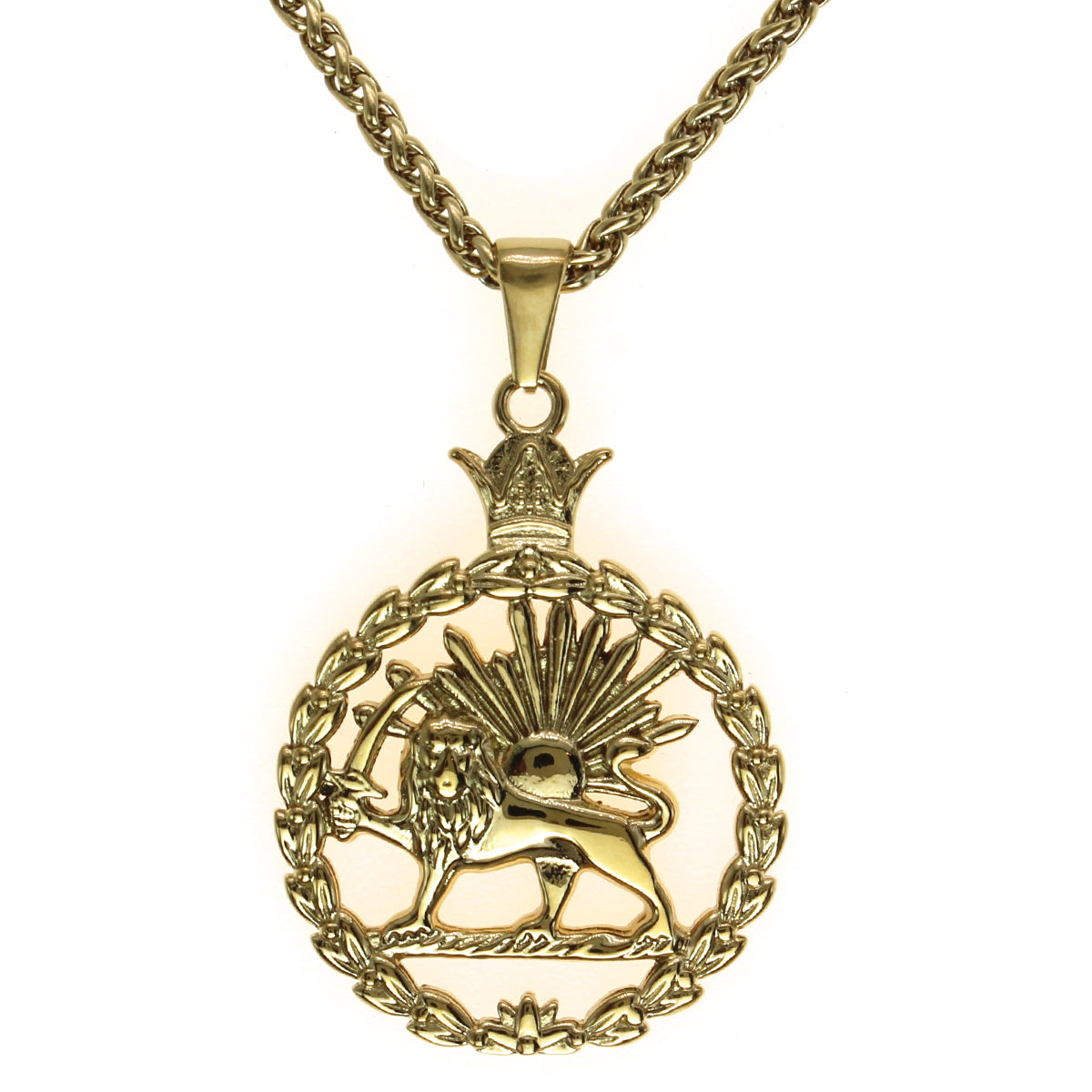Iranian Persian Pahlavi Lion and sun Shiro Khorshid Necklace