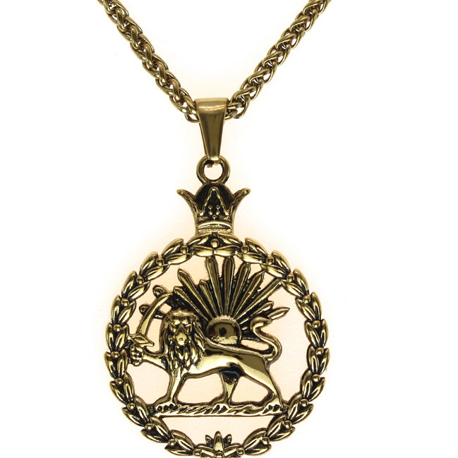 Iranian Persian Pahlavi Lion and sun Shiro Khorshid Necklace