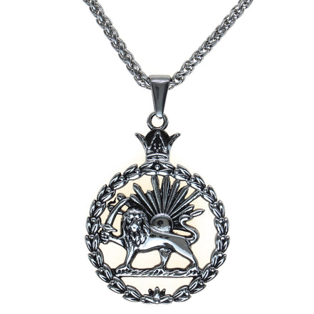 Iranian Persian Pahlavi Lion and sun Shiro Khorshid Necklace