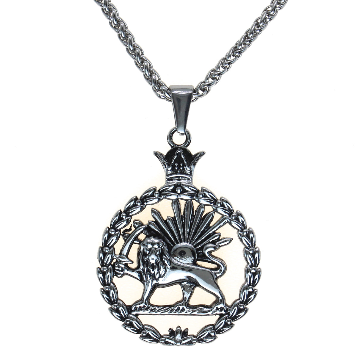Iranian Persian Pahlavi Lion and sun Shiro Khorshid Necklace
