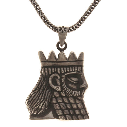 Sterling Silver Persian Empire Darius The Great King of Persia Necklace Pendant