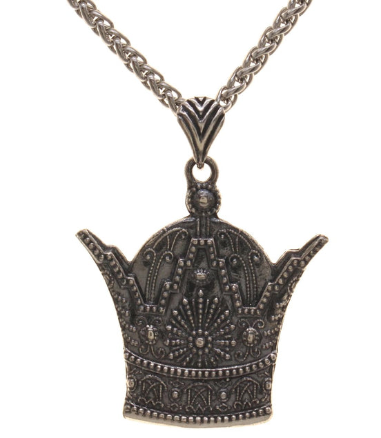 Sterling Silver Persian Kingdom Pahlavi Crown Necklace Chain Pendent