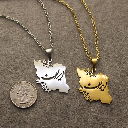Iranian Persian Iran Map Necklace Pendant