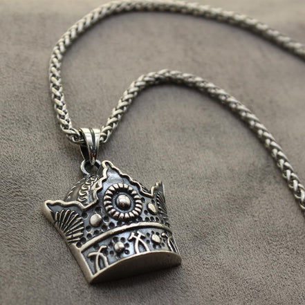 Asoodehdelan Sterling Silver Persian Pahlavi Kingdom Crown Necklace Chain Gift