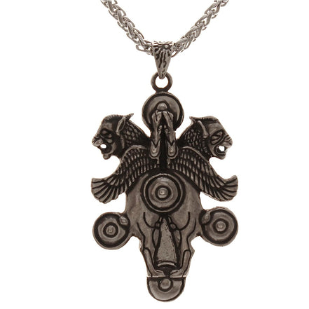 Sterling Silver Persian Iranian Achaemenid Winged Lion Shield Necklace