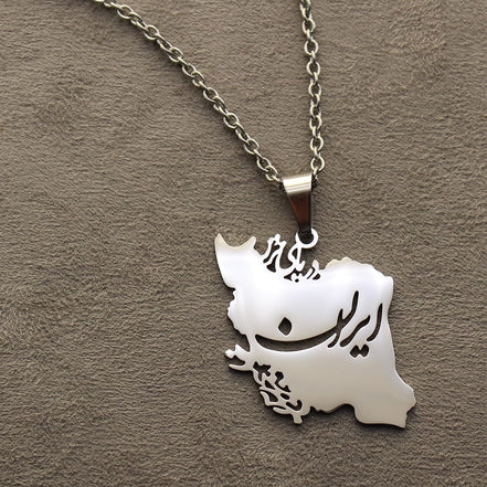 Iranian Persian Iran Map Necklace Pendant
