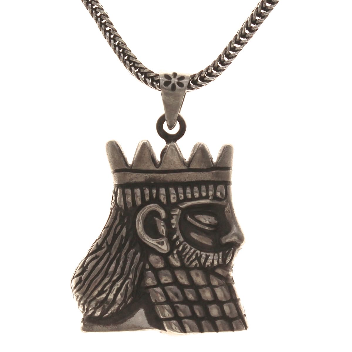 Sterling Silver Persian Empire Darius The Great King of Persia Necklace Pendant