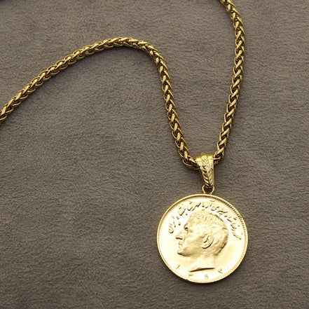 Iranian Persian Iranian Pahlavi Lion And Sun Necklace Chain