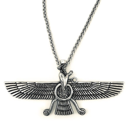 Sterling Silver Large Persian Zoroastrian Farvahar Farvahar Necklace