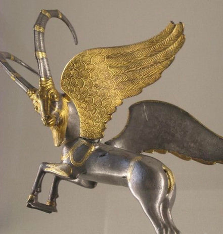 Sterling Silver Persian Iranian Necklace Winged Capricorn Necklace