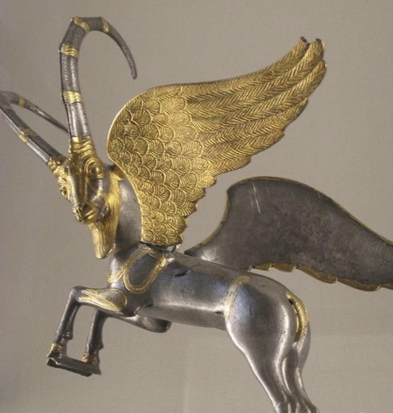 Sterling Silver Persian Iranian Necklace Winged Capricorn Necklace