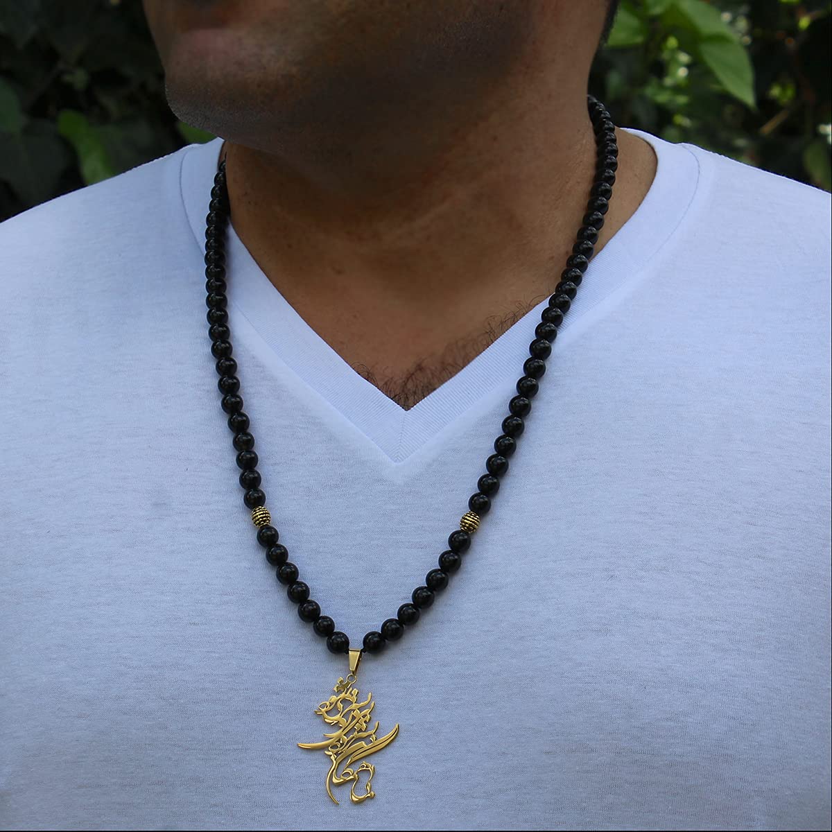 Persian Iranian Farsi Poem Onyx Necklace Chain