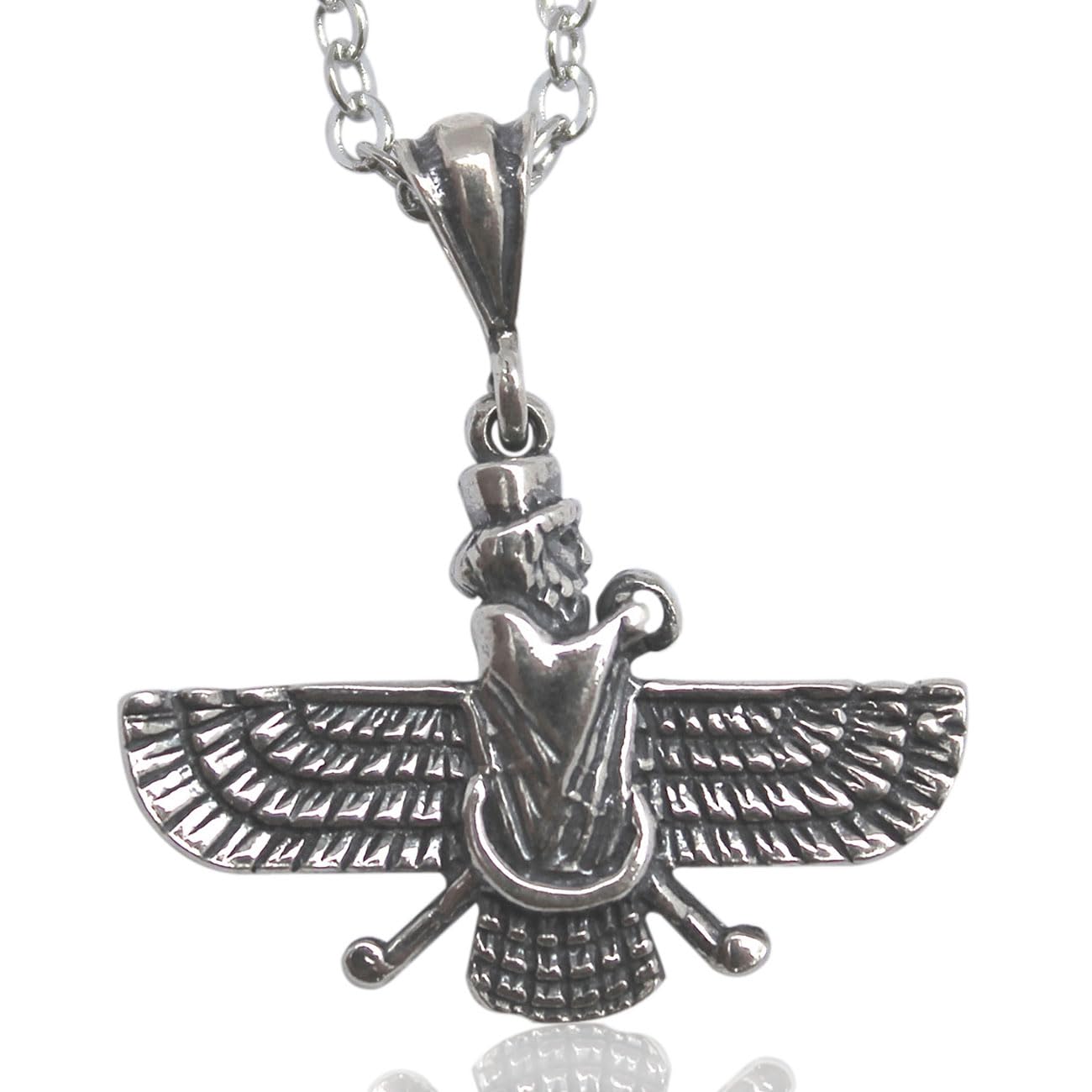 Small Sterling Silver Double Sided Farvahar Faravahar Necklace Chain