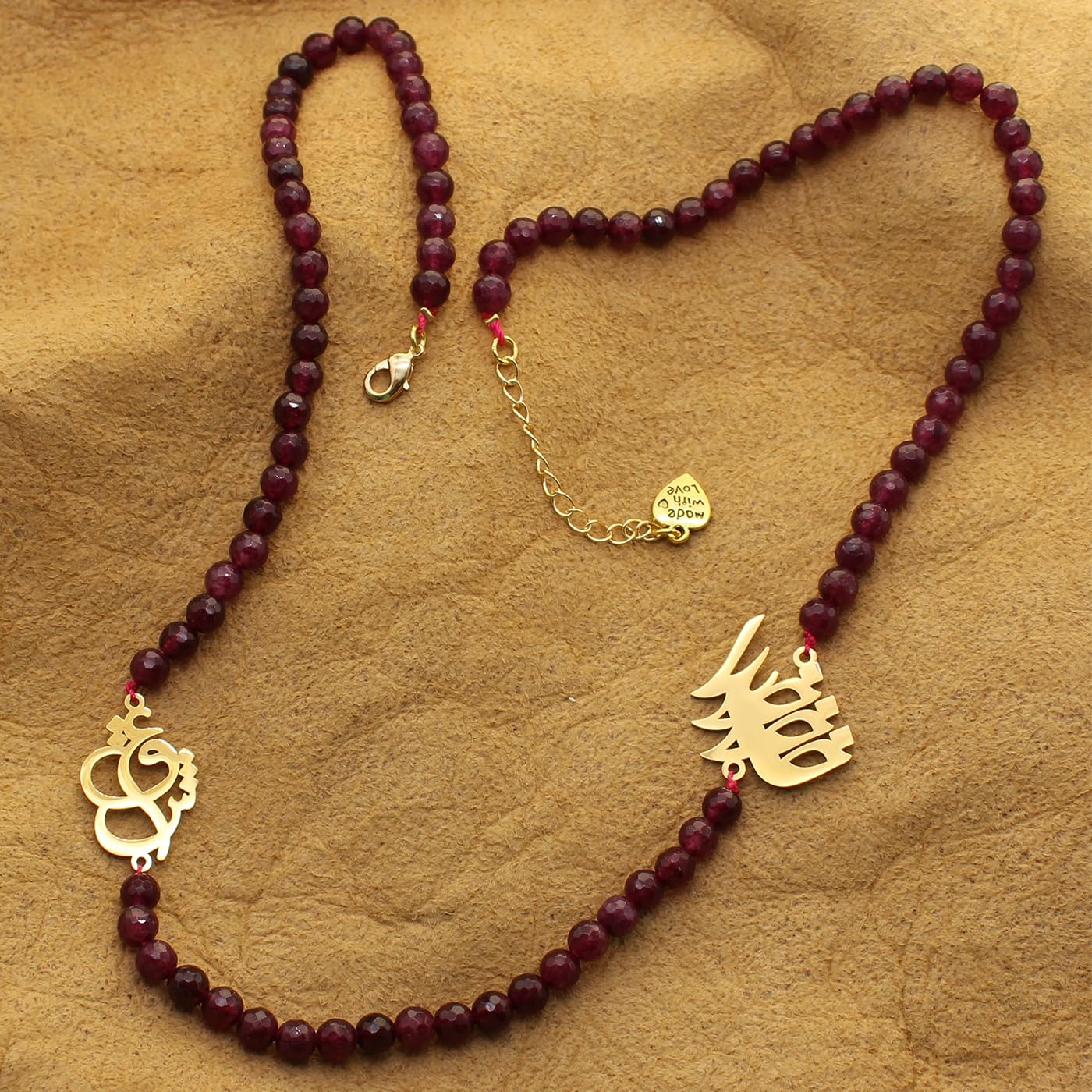 Iranian Persian Farsi Poem Necklace Red Stone Necklace Pendant