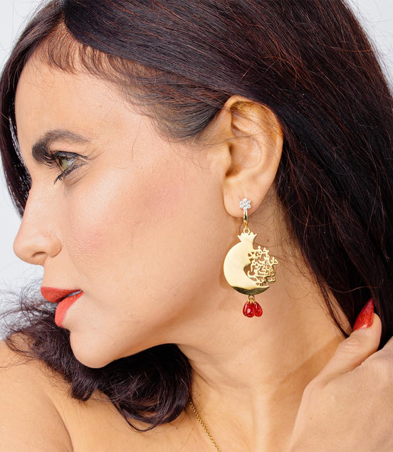 Iranian Persian Pomegranate Yalda Anar Earrings Necklace Set