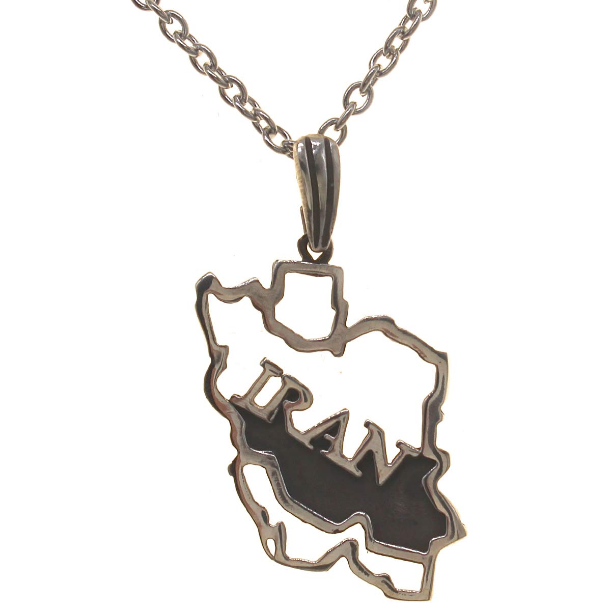 925 Sterling Silver Persian Iranian Iran Map Necklace Chain Gift