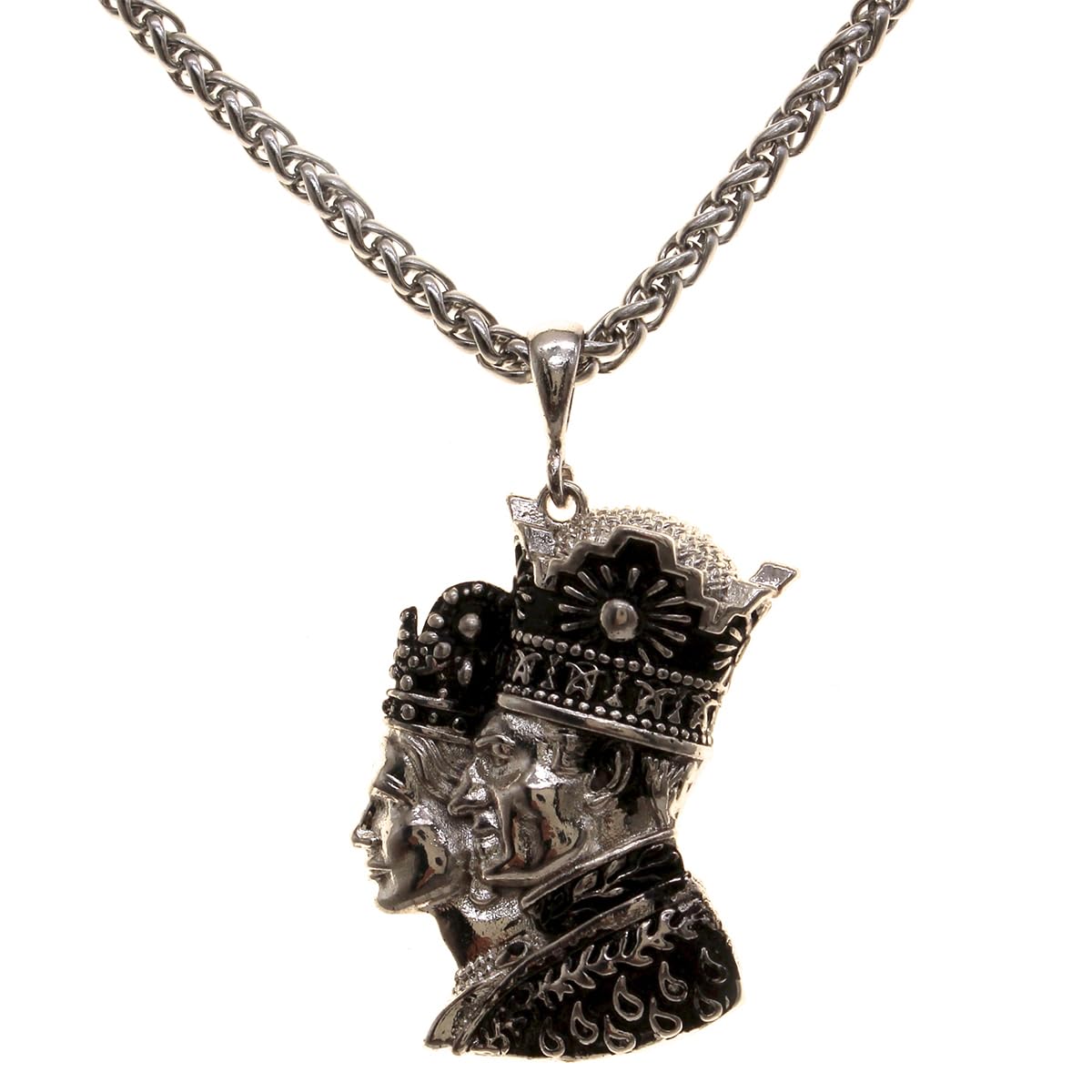 Pahlavi Iranian King and Queen Shah Farah Pendant Necklace Chain
