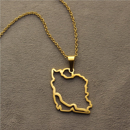 Iranian Persian Iran Map Necklace Pendant