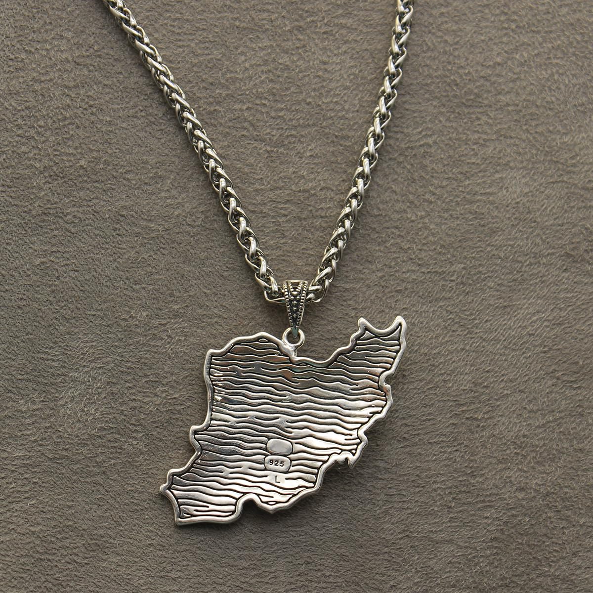 Sterling Shir khorshid Iran Map Flag Necklace Pendant Gift
