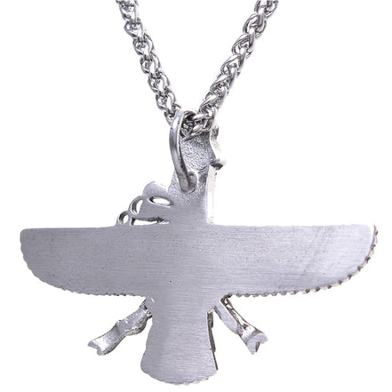 Iranian Large Silver Pt Stainless Steel Farvahar Necklace Faravahar Persian Necklace
