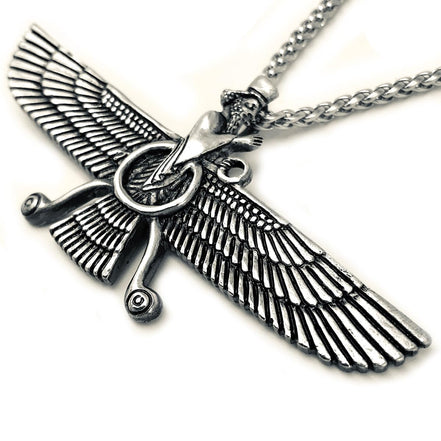 Sterling Silver Large Persian Zoroastrian Farvahar Farvahar Necklace