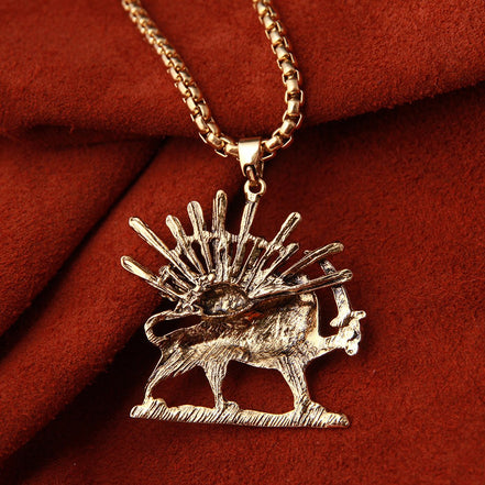 Persian Iranian Lion Sun Shir Khorshid Pahlavi Necklace