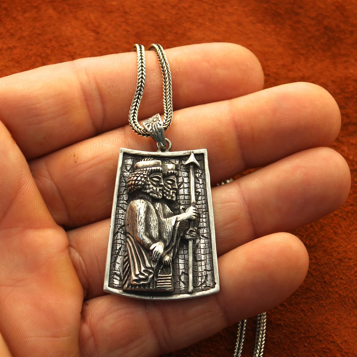Iranian Sterling Silver Persian Achaemenid Hakhamanesh Soldiers Worrier Necklace Pendant