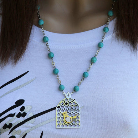 Sterling Silver 925 Morghe Amin Necklace Persian Sharzad Morgh Love Bird Art