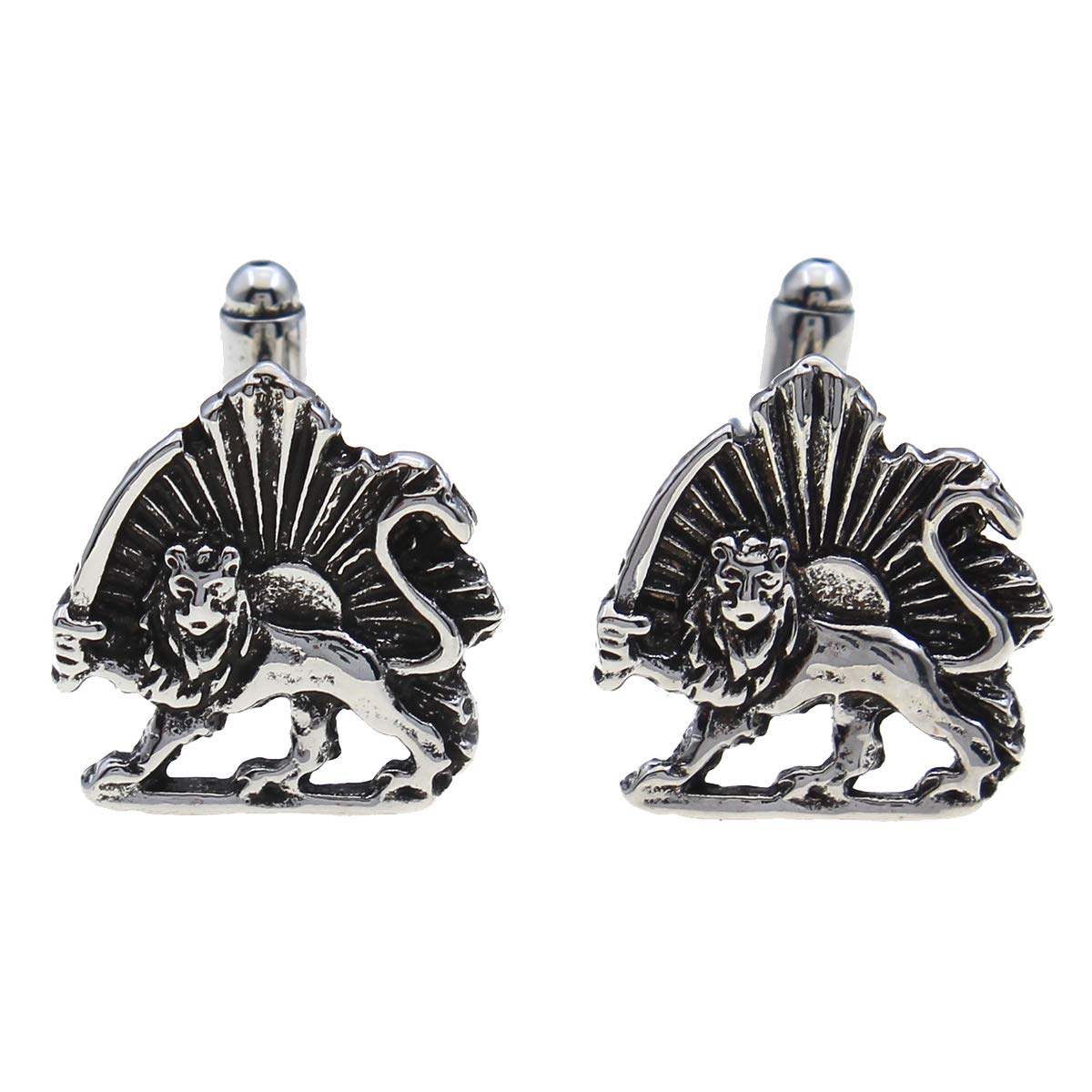 Iranian Persian Lion Sun Shir Khorshid Cufflinks Persia Pahlavi Gift