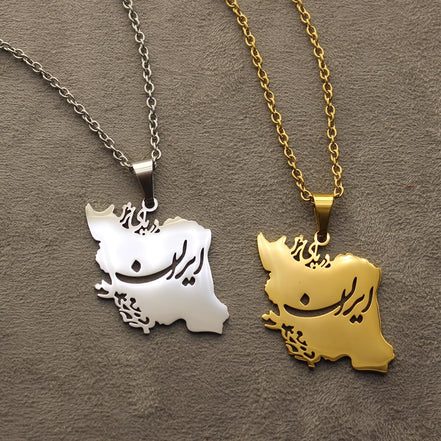 Iranian Persian Iran Map Necklace Pendant