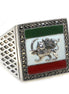 Sterling Silver Pahlavi Shir Khorshid Lion and Son Pahlavi Flag Ring Size 11.5