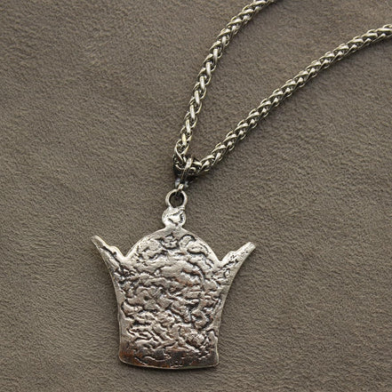 Sterling Silver Persian Kingdom Pahlavi Crown Necklace Chain Pendent
