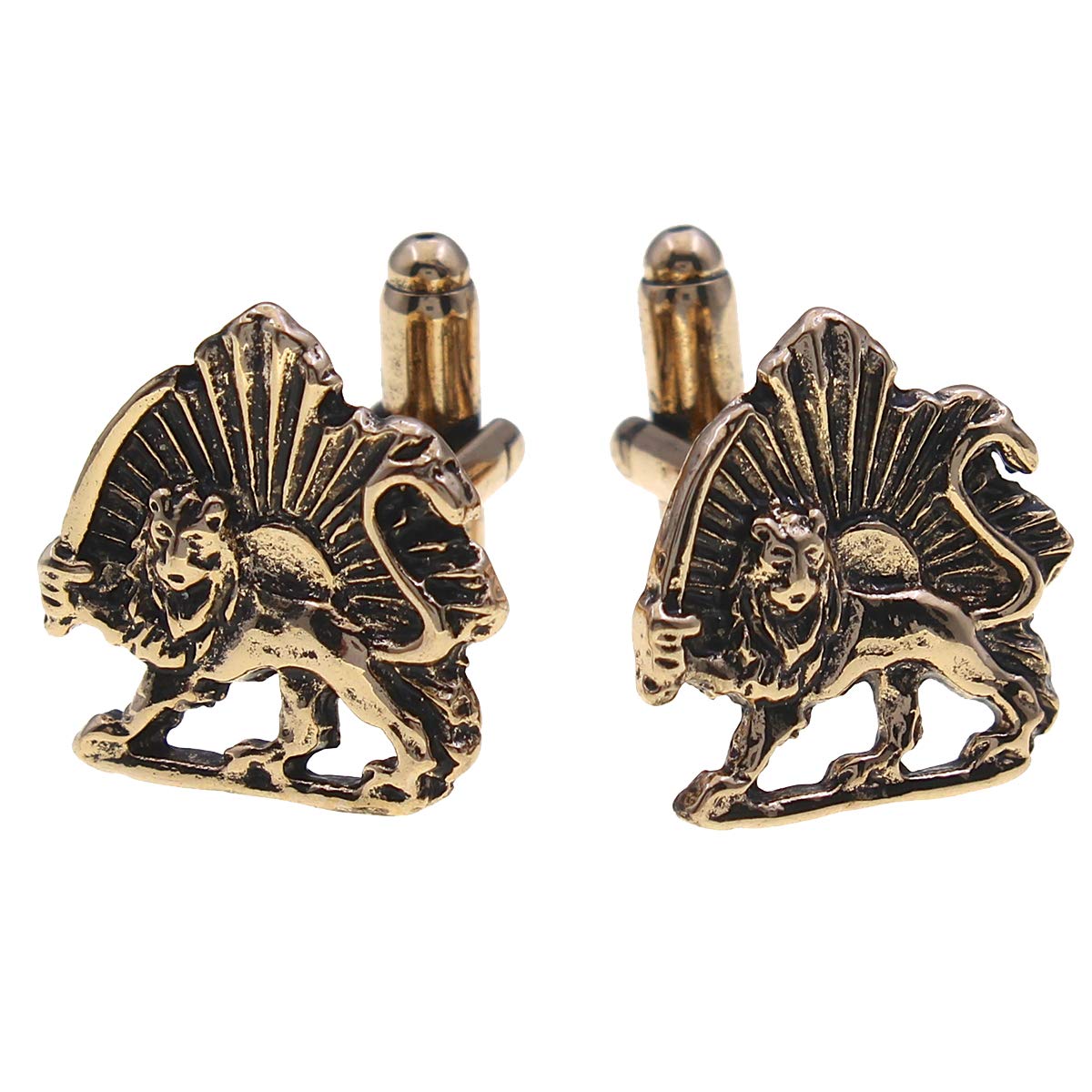 Iranian Persian Lion Sun Shir Khorshid Cufflinks Persia Pahlavi Gift
