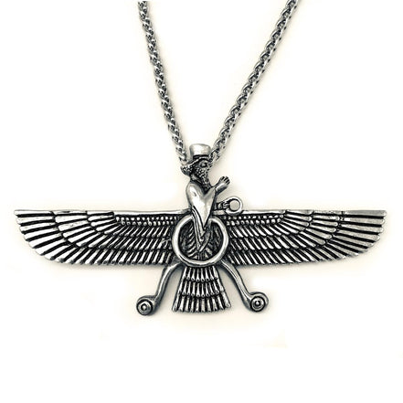 Sterling Silver Large Persian Zoroastrian Farvahar Farvahar Necklace