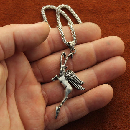 Sterling Silver Persian Iranian Necklace Winged Capricorn Necklace