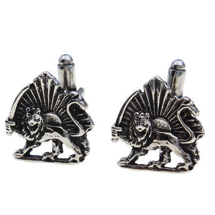 Iranian Persian Lion Sun Shir Khorshid Cufflinks Persia Pahlavi Gift