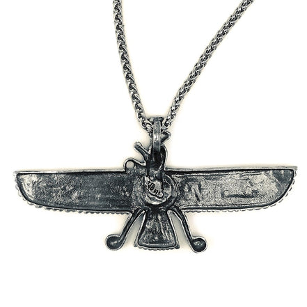 Sterling Silver Large Persian Zoroastrian Farvahar Farvahar Necklace