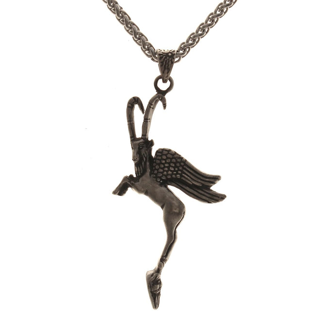 Sterling Silver Persian Iranian Necklace Winged Capricorn Necklace
