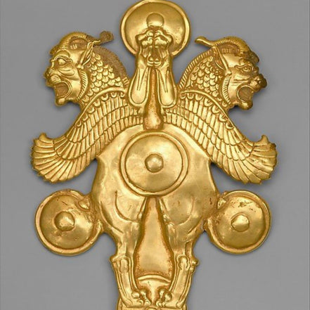 Sterling Silver Persian Iranian Achaemenid Winged Lion Shield Necklace