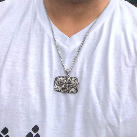 ISterling Silver Iranian Persian Farvahar Faravahar Necklace