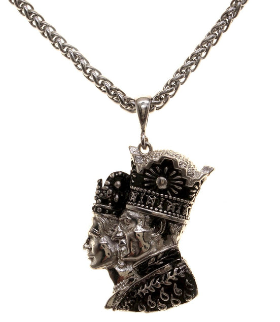 Pahlavi Iranian King and Queen Shah Farah Pendant Necklace Chain