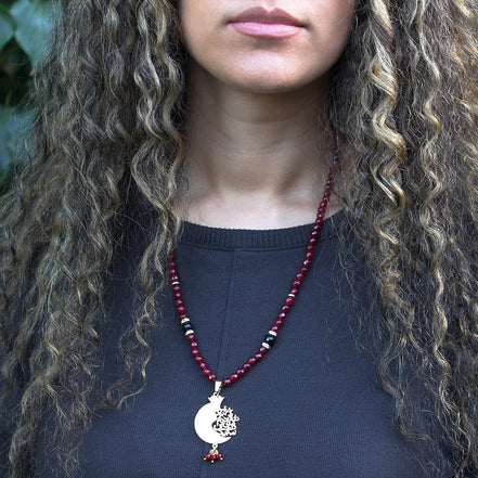 Iranian Persian Farsi Poem Necklace Anar Pomegranate Necklace
