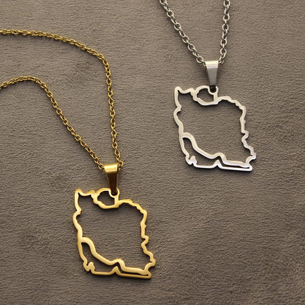 Iranian Persian Iran Map Necklace Pendant