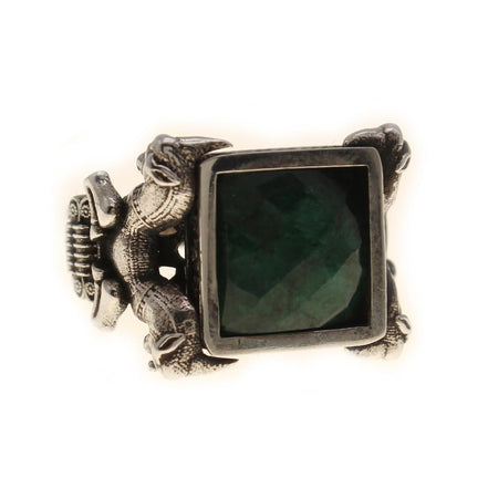 Asoodehdelan Handcrafted Sterling Silver Green Jade Perspolis Ring Size 9.5