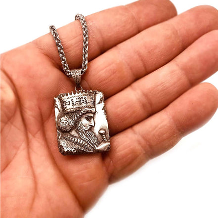 Asoodehdelan Sterling Silver Khashayar Sha Persian Empire King Pendant Gift Farvahar