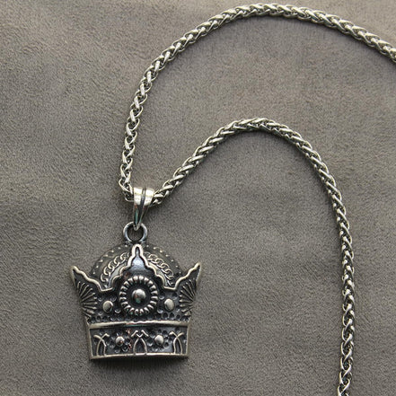 Asoodehdelan Sterling Silver Persian Pahlavi Kingdom Crown Necklace Chain Gift