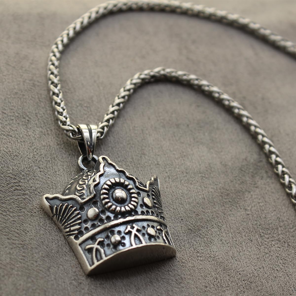 Asoodehdelan Sterling Silver Persian Pahlavi Kingdom Crown Necklace Chain Gift