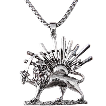 Iranian Persian Lion Sun Shir Khorshid Pahlavi Necklace